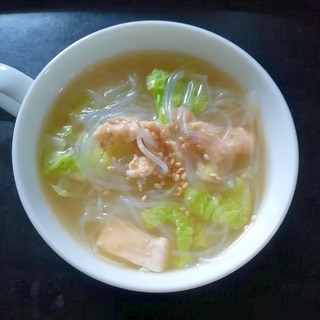 白菜と豆腐と春雨のスープ